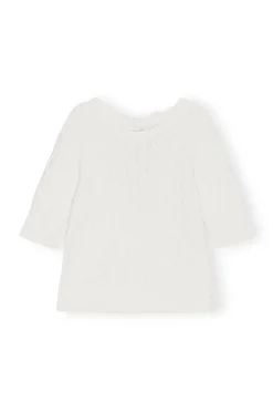 Outlet GANNI Cotton Cable Open Back Top Bright White