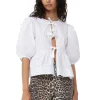 Fashion GANNI Cotton Poplin Blouse Bright White