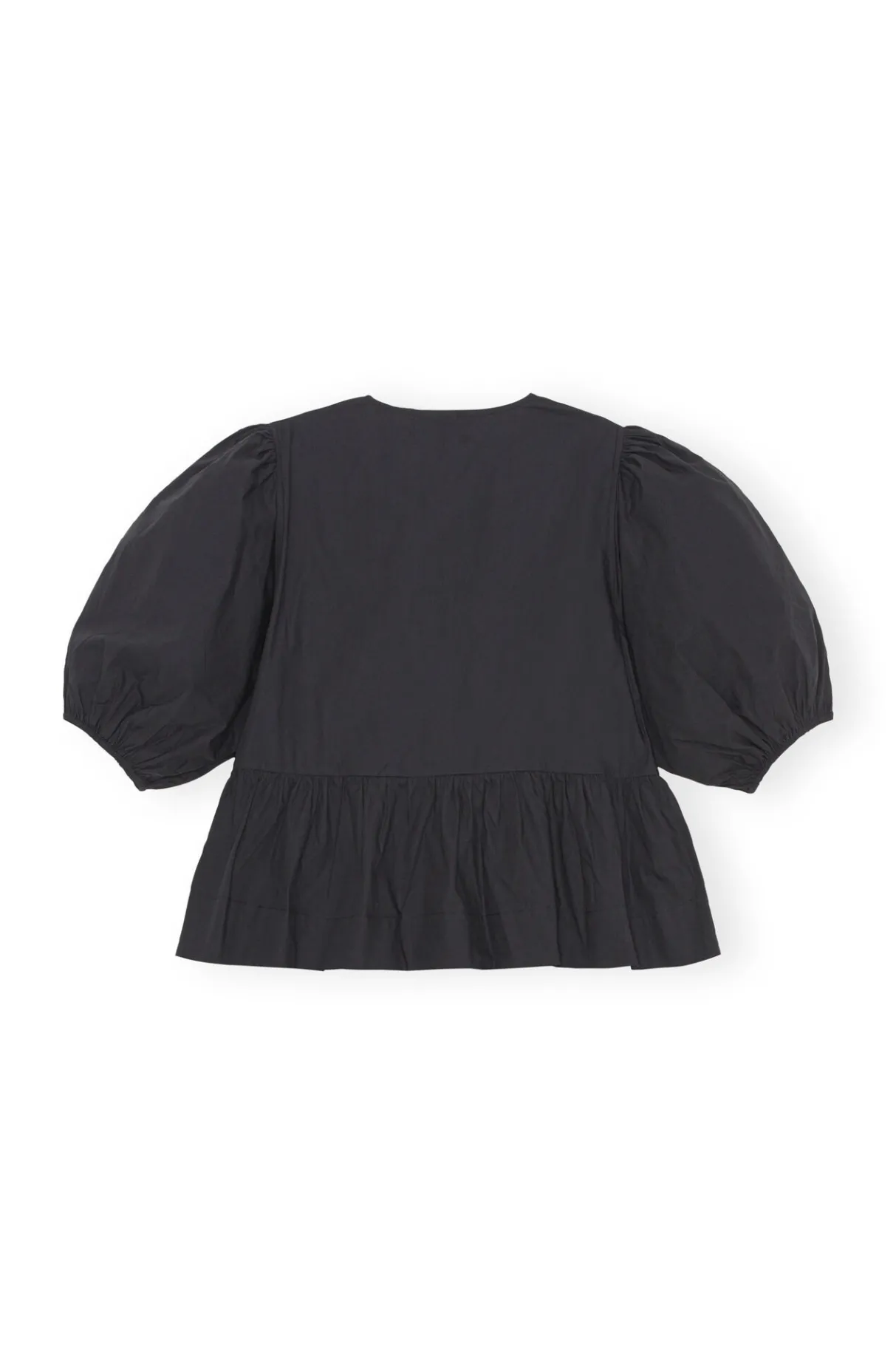 New GANNI Cotton Poplin Blouse Black