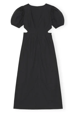 New GANNI Cotton Poplin Cutout Dress Black