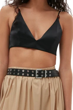 Online GANNI Cotton Poplin Maxi Flounce Skirt Curds And Whey