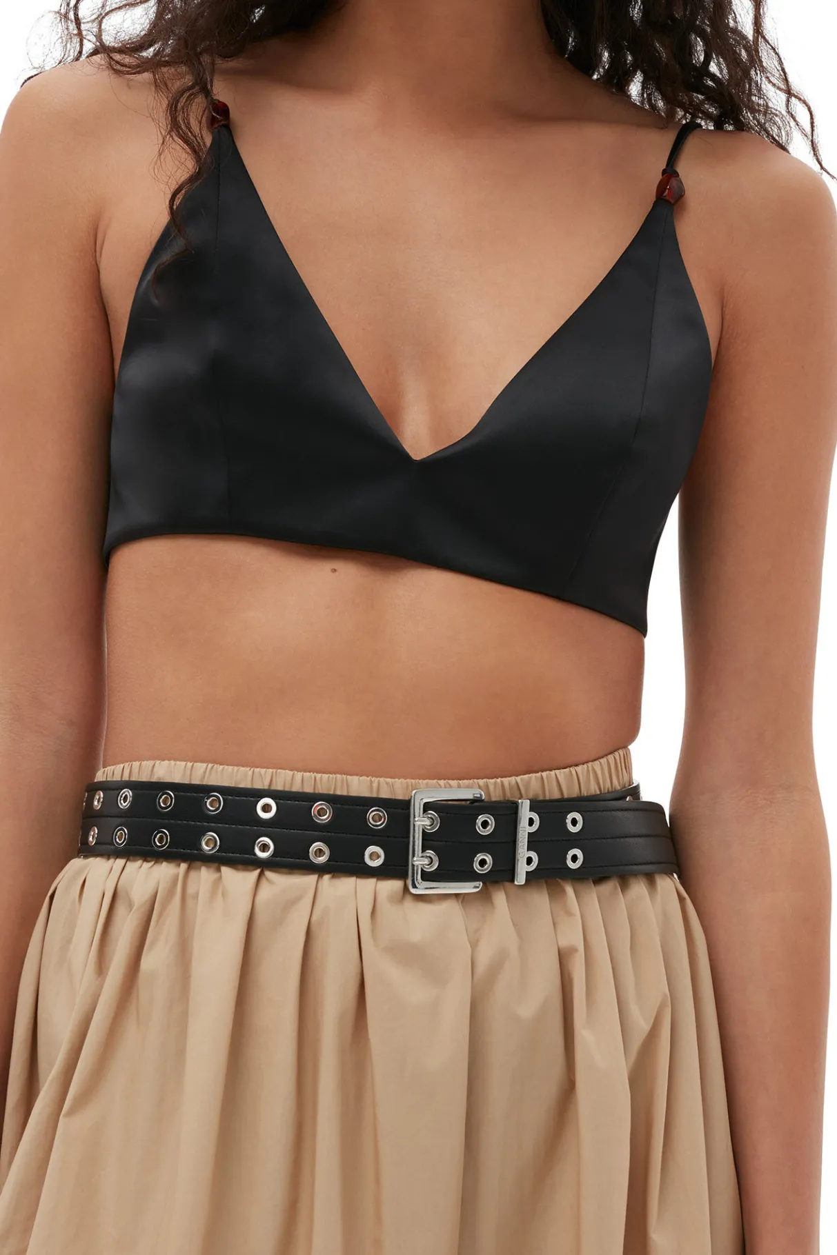 Online GANNI Cotton Poplin Maxi Flounce Skirt Curds And Whey