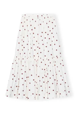 Best GANNI Cotton Poplin Maxi Flounce Skirt Egret