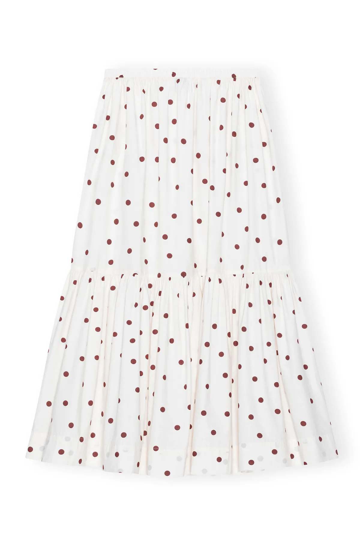 Best GANNI Cotton Poplin Maxi Flounce Skirt Egret
