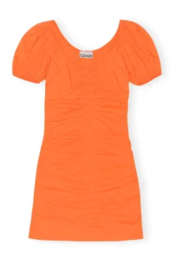 Shop GANNI Cotton Poplin Mini Dress Vibrant Orange