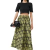 Shop GANNI Cotton Poplin O-Neck Cropped Smock Top Black