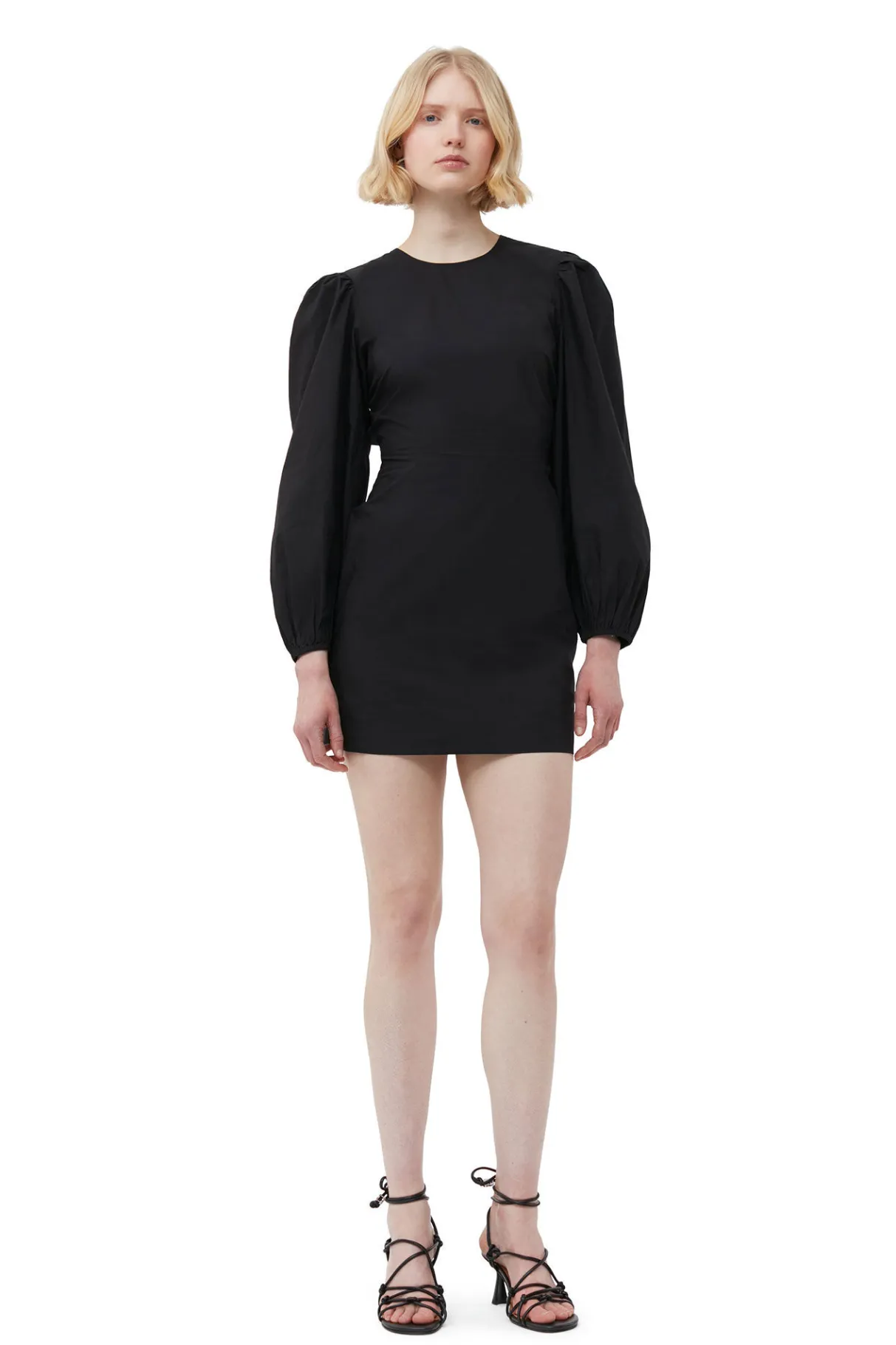 Flash Sale GANNI Cotton Poplin Open Back Mini Dress Black