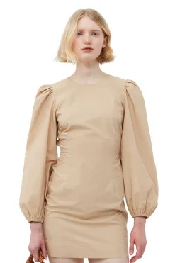 Shop GANNI Cotton Poplin Open Back Mini Dress Curds And Whey