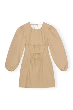 Shop GANNI Cotton Poplin Open Back Mini Dress Curds And Whey
