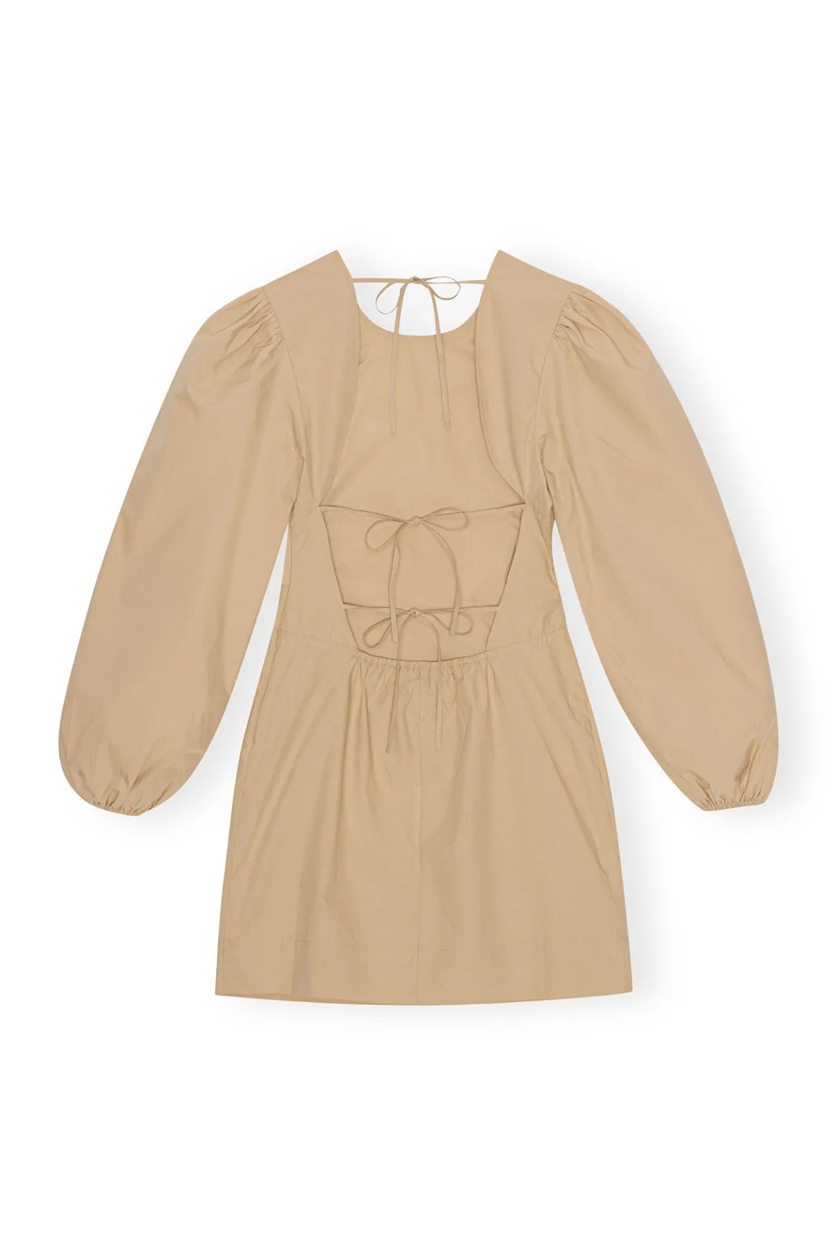 Shop GANNI Cotton Poplin Open Back Mini Dress Curds And Whey