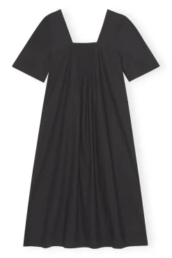 Outlet GANNI Cotton Poplin Open-Neck Maxi Dress Black