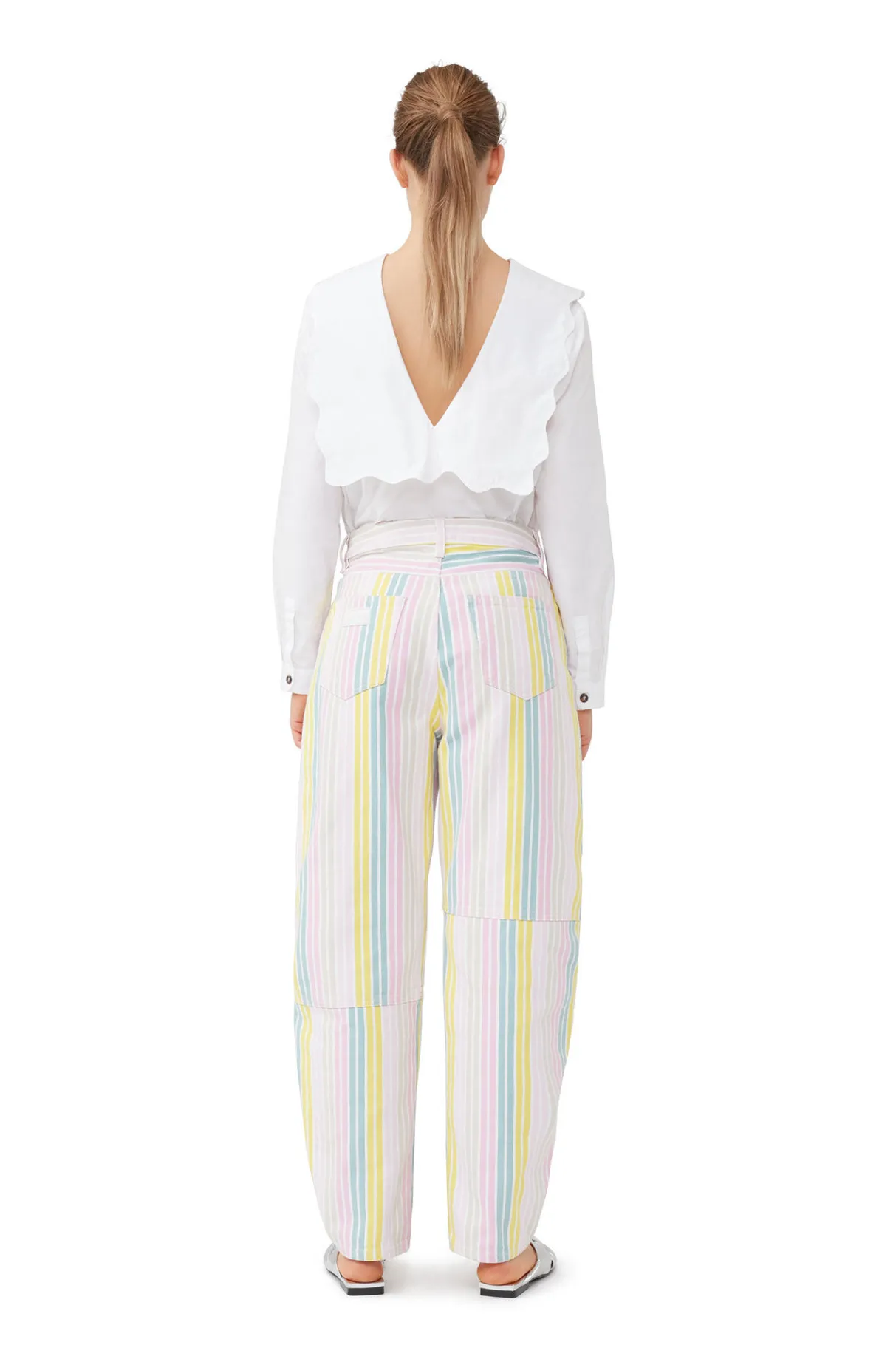 Flash Sale GANNI Cotton Poplin Rhythm Collar Blouse Bright White