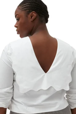 Flash Sale GANNI Cotton Poplin Rhythm Collar Blouse Bright White