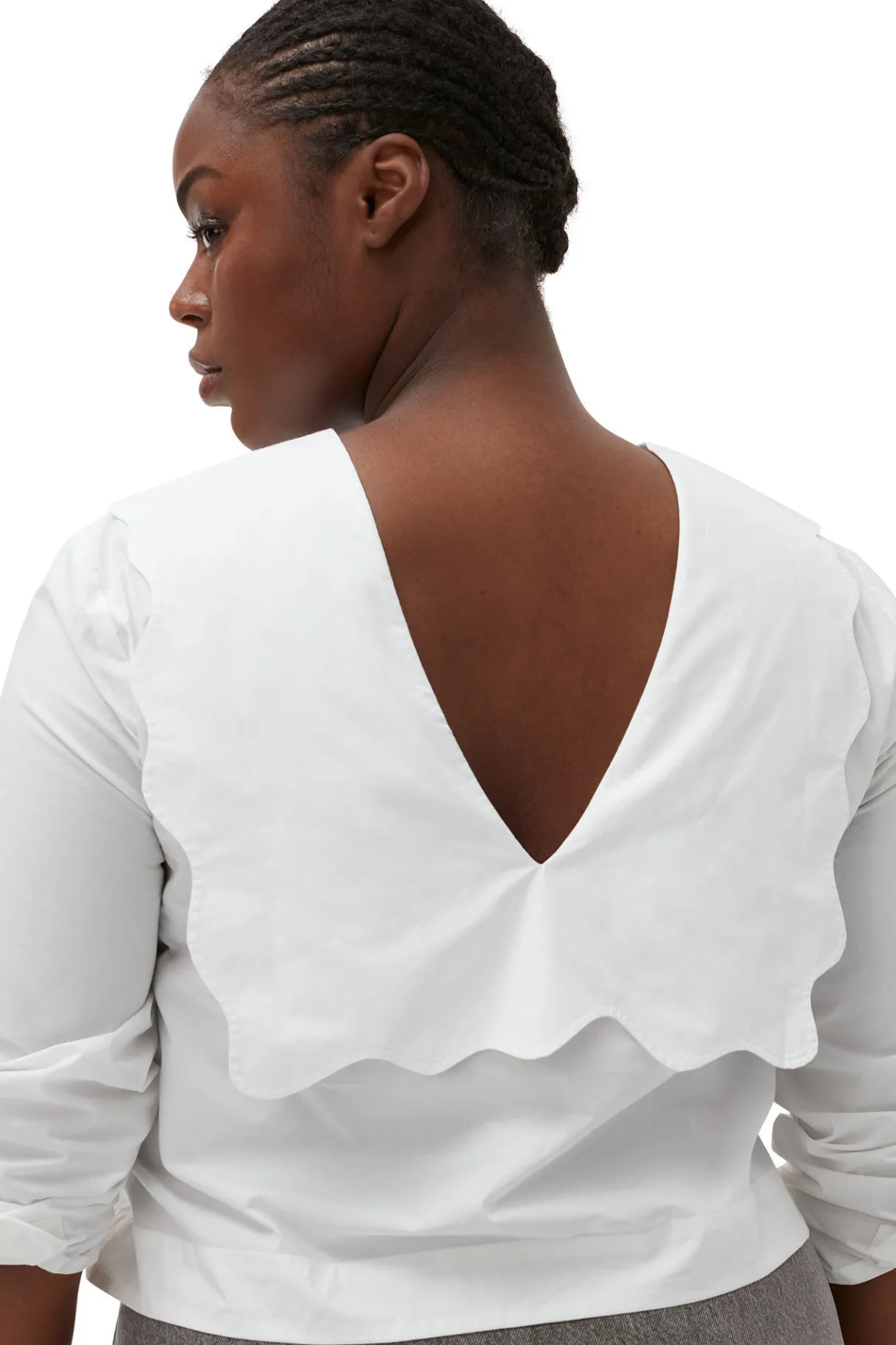 Flash Sale GANNI Cotton Poplin Rhythm Collar Blouse Bright White