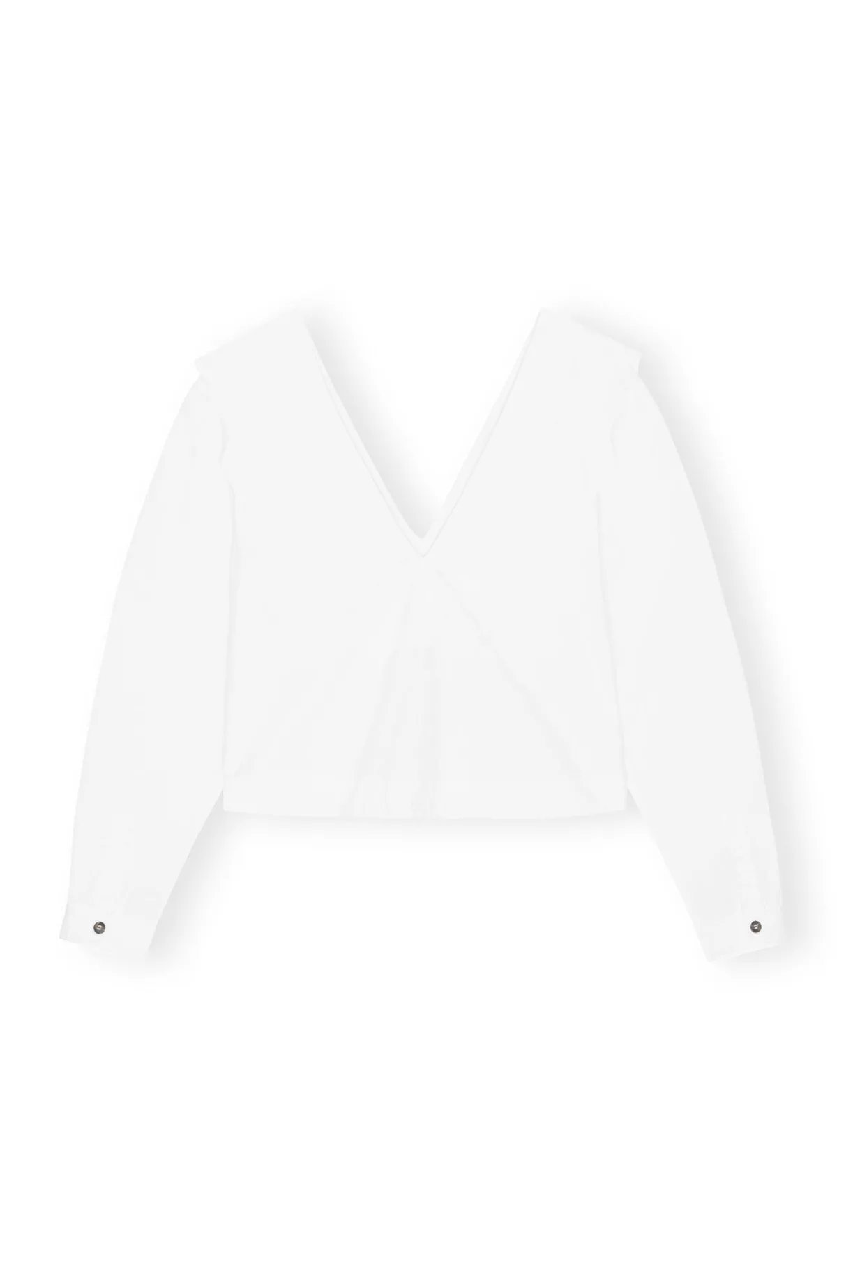 Flash Sale GANNI Cotton Poplin Rhythm Collar Blouse Bright White
