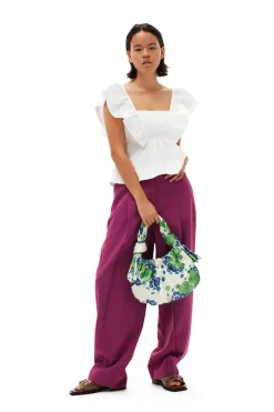 Online GANNI Cotton Poplin Ruffle Blouse Bright White