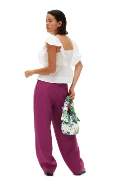 Online GANNI Cotton Poplin Ruffle Blouse Bright White