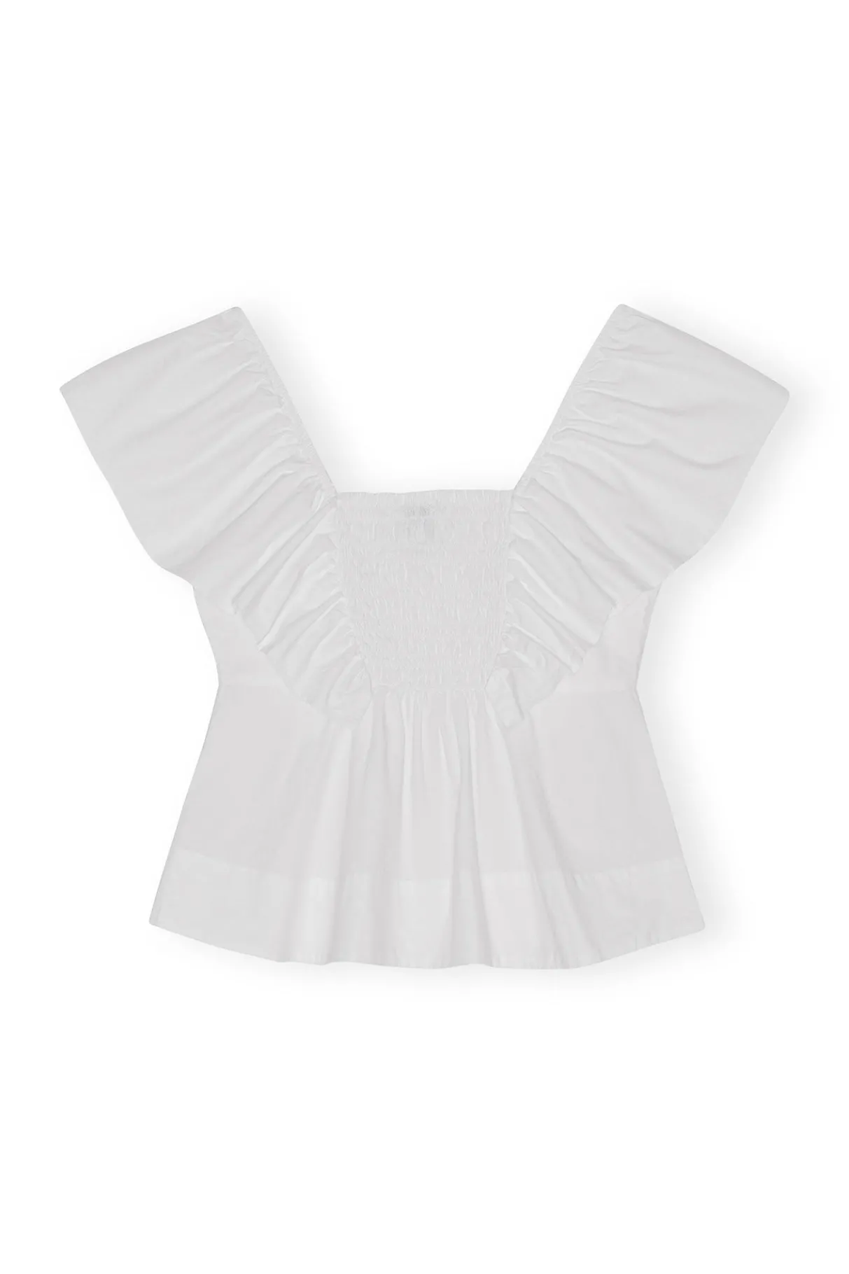 Online GANNI Cotton Poplin Ruffle Blouse Bright White