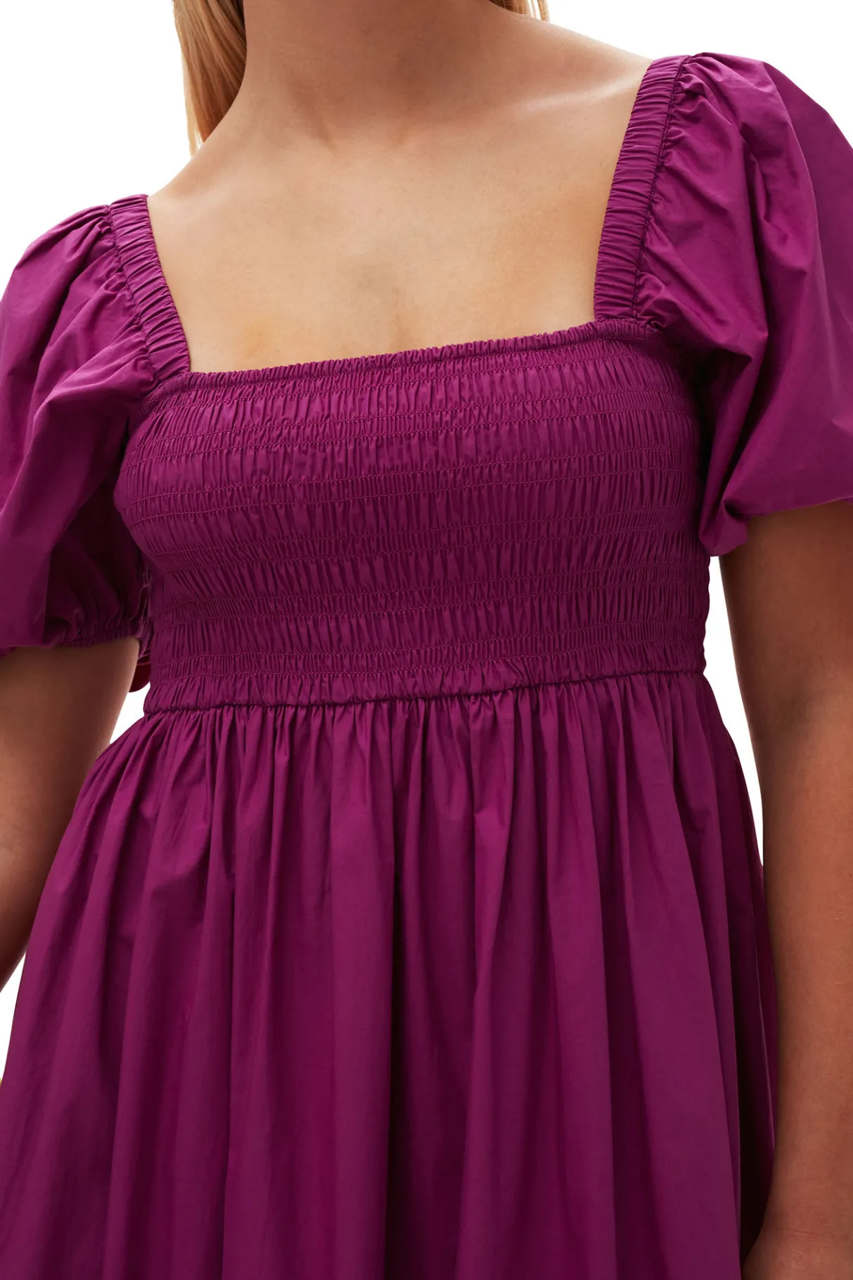 Best GANNI Cotton Poplin Smock Maxi Dress Purple Wine