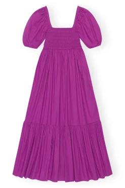 Best GANNI Cotton Poplin Smock Maxi Dress Purple Wine