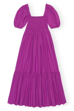 Best GANNI Cotton Poplin Smock Maxi Dress Purple Wine