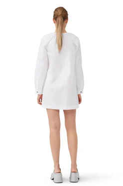 Best GANNI Cotton Poplin Square-Neck Mini Dress Bright White