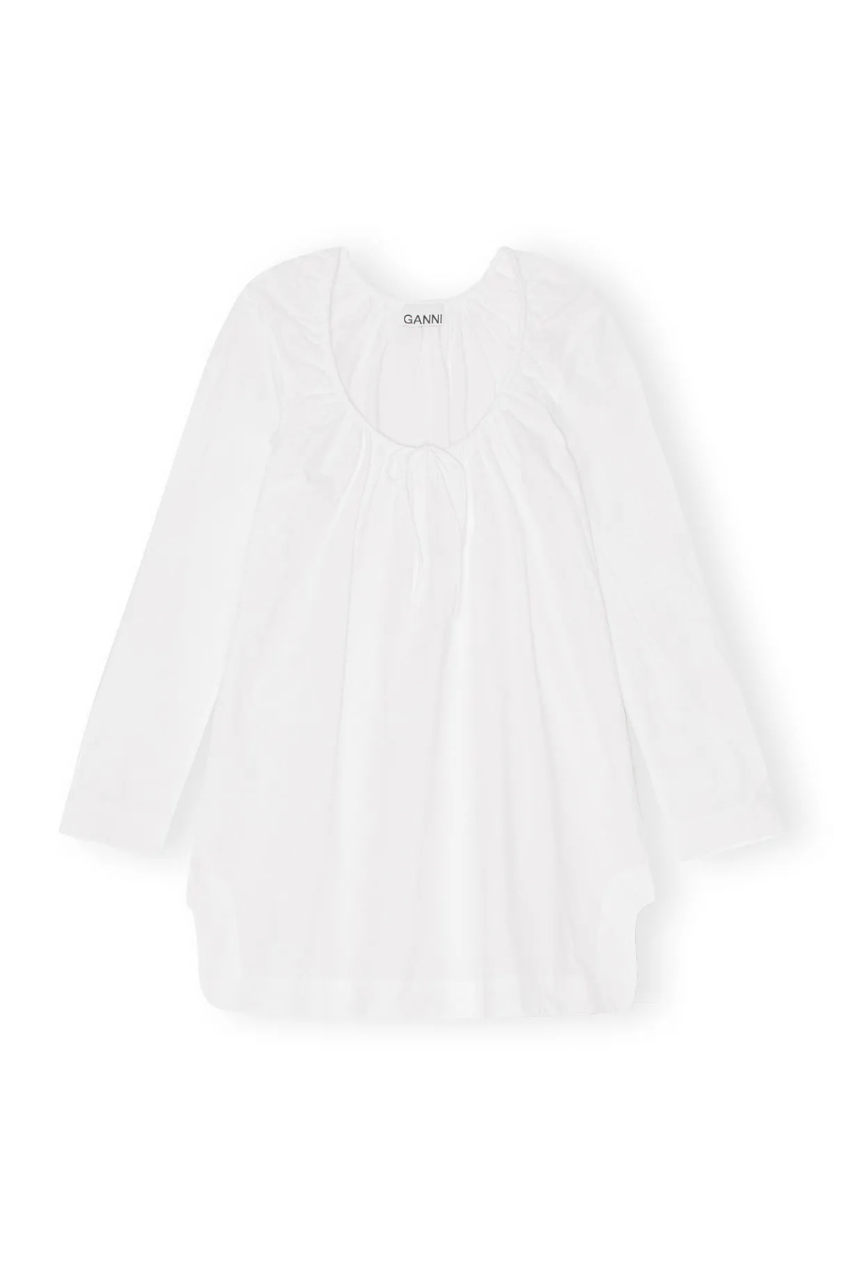 Best GANNI Cotton Poplin Square-Neck Mini Dress Bright White