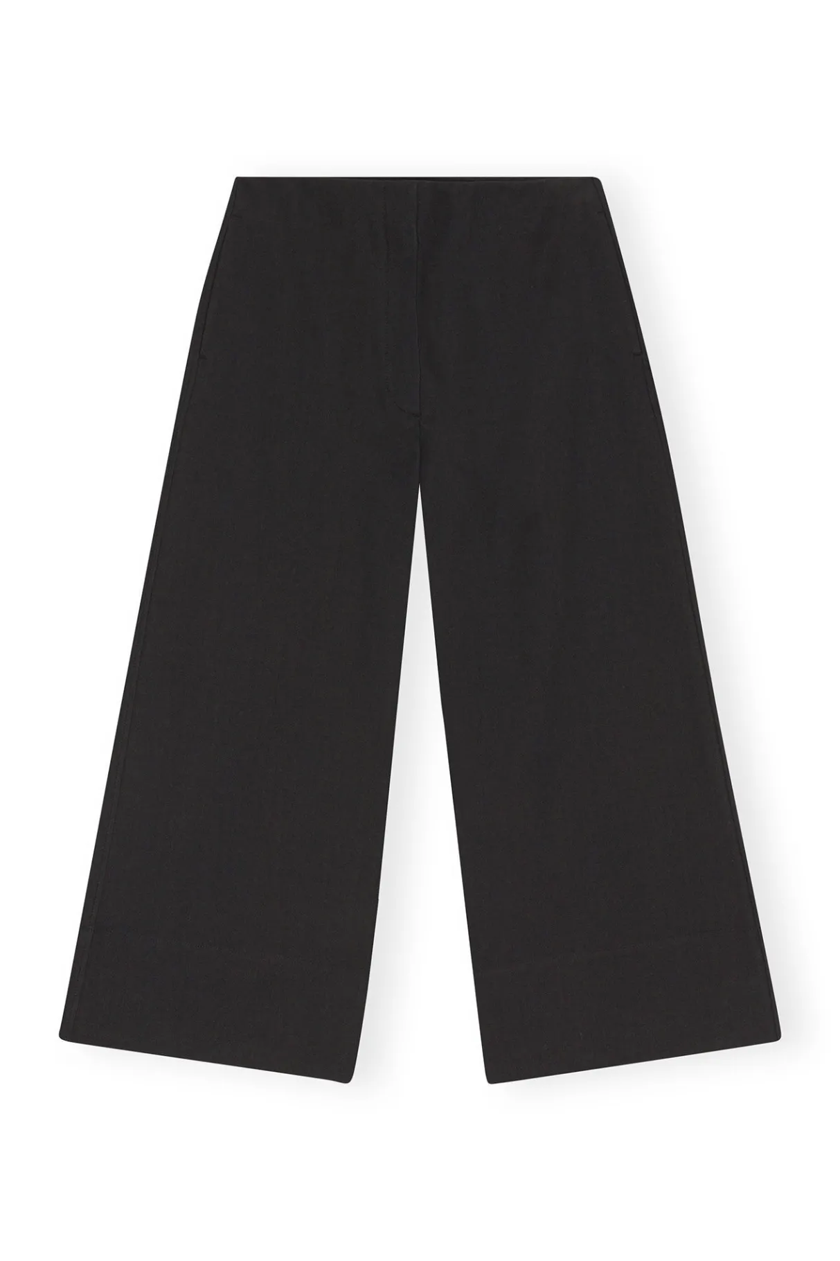 Online GANNI Cotton Suiting Cropped Wide Pants Black
