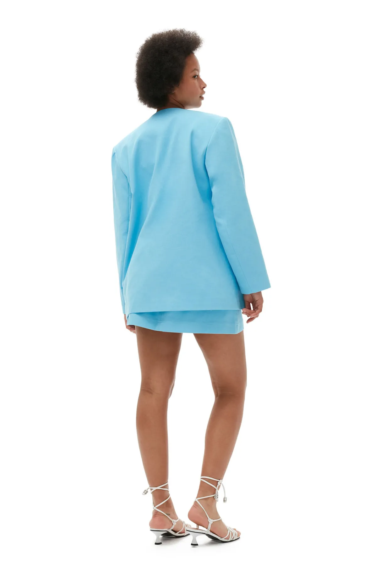 Cheap GANNI Cotton Suiting Mini Skirt Ethereal Blue