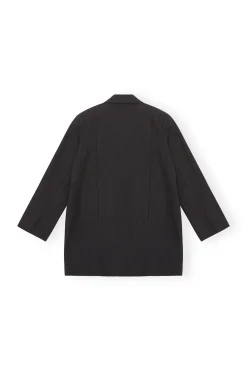 Discount GANNI Cotton Suiting Oversized Blazer Black