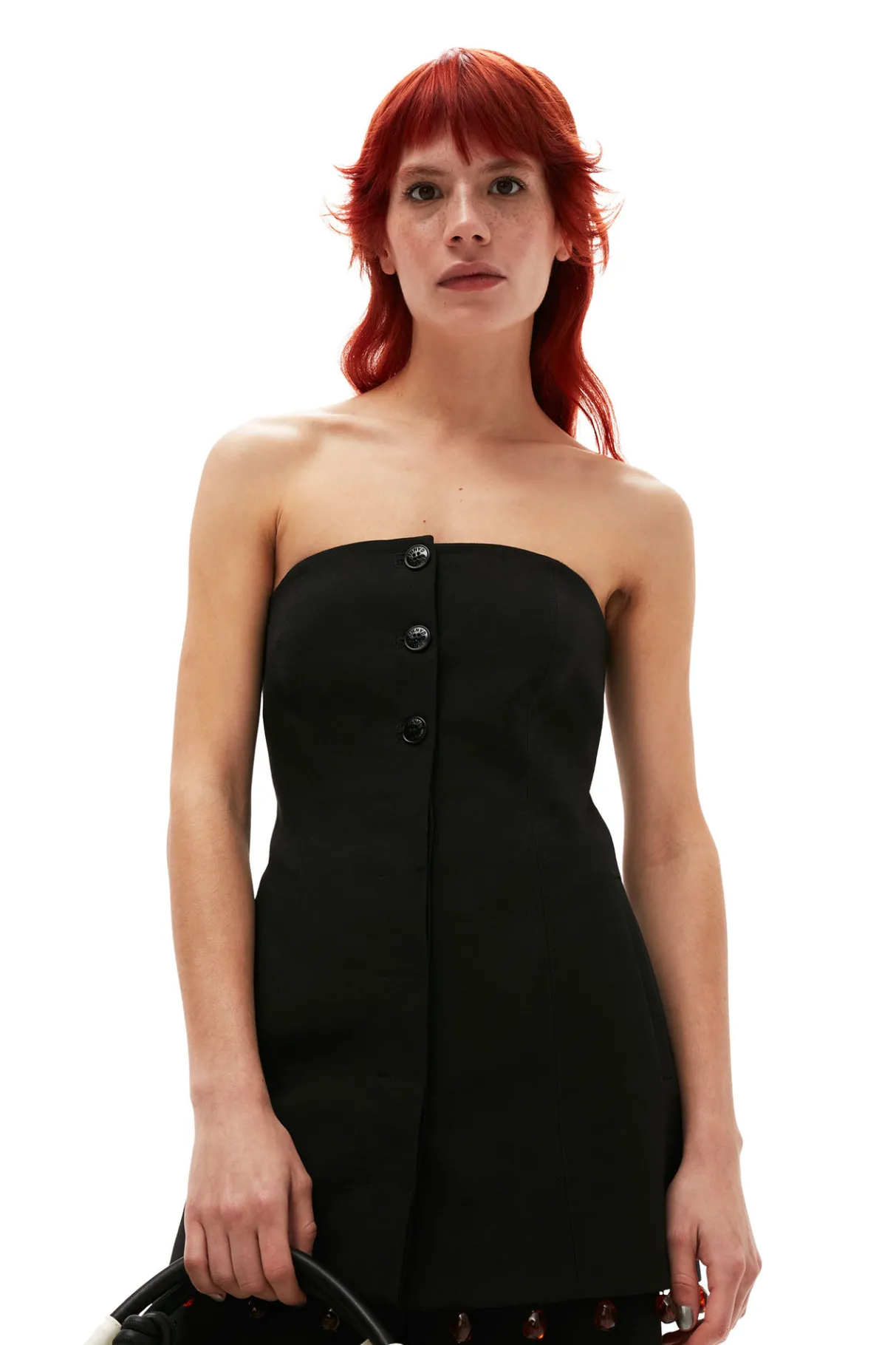 Best GANNI Cotton Suiting Sleeveless Top Black
