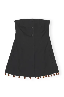 Best GANNI Cotton Suiting Sleeveless Top Black