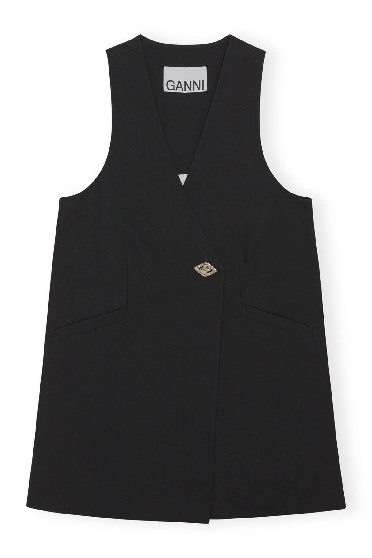 Discount GANNI Cotton Suiting Vest Black