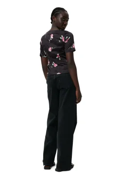 Best GANNI Crinkled Satin Blouse Black