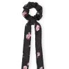 Best GANNI Crinkled Satin Frill Bow Scrunchie Black