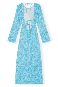 Outlet GANNI Crinkled Satin Maxi Dress Ethereal Blue