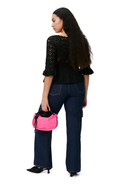 Cheap GANNI Crochet Top Black