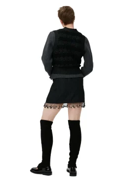 Clearance GANNI Cropchet V-Neck Vest Black
