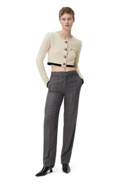 Cheap GANNI Cropped O-Neck Cardigan Alabaster Gleam
