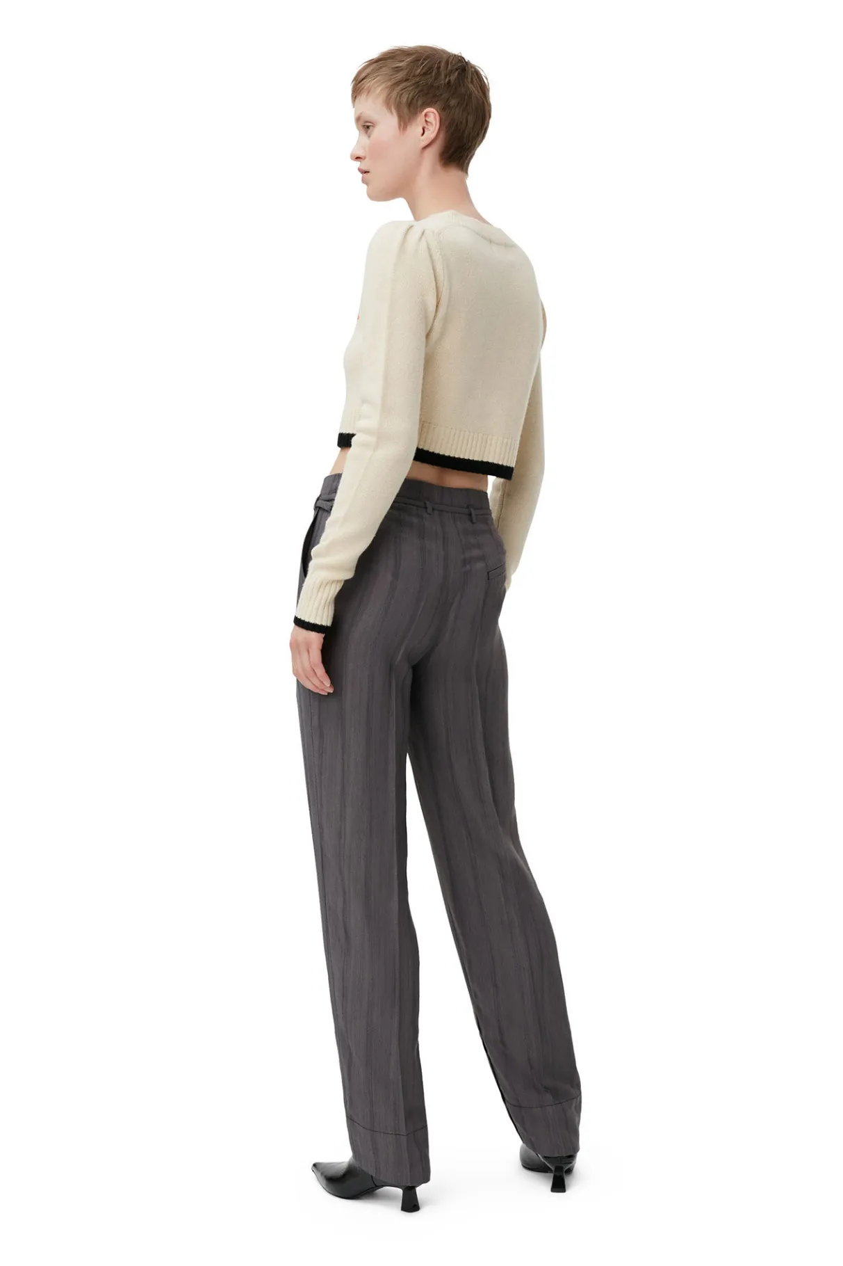Cheap GANNI Cropped O-Neck Cardigan Alabaster Gleam