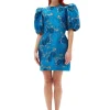 Sale GANNI 3D Jacquard Open Back Mini Dress Brilliant Blue