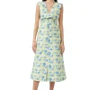 Discount GANNI 3D Jacquard Rhythm Collar Long Dress Oyster Gray
