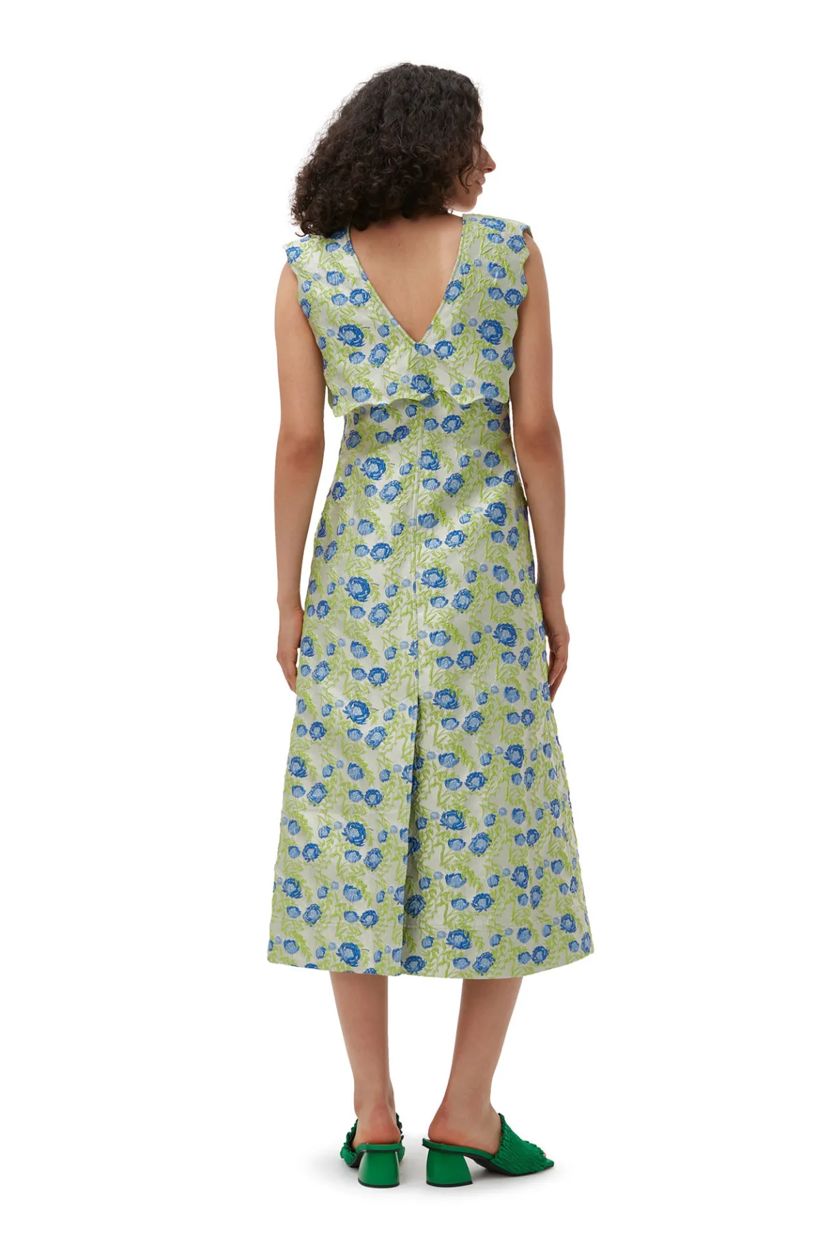 Discount GANNI 3D Jacquard Rhythm Collar Long Dress Oyster Gray