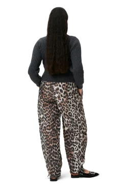 Store GANNI 3D Leopard Jacquard Elasticated Curve Pants Big Leopard Almond Milk