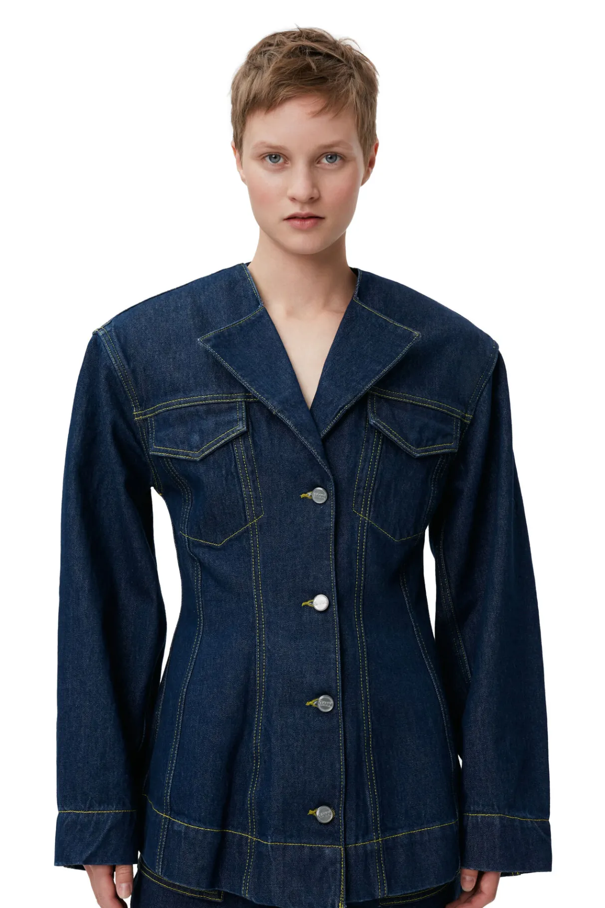 Flash Sale GANNI Denim Fitted Blazer Rinse