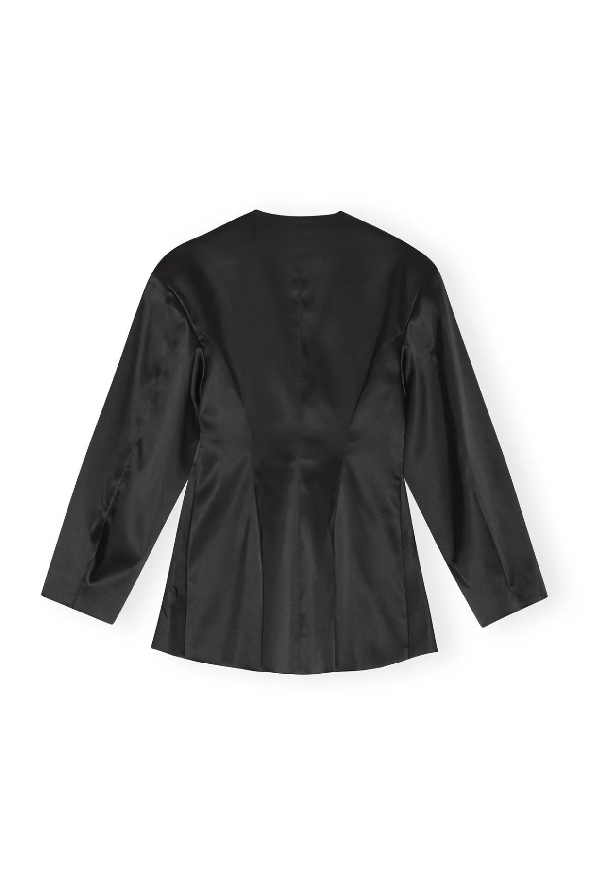 Discount GANNI Double Satin Fitted Blazer Black