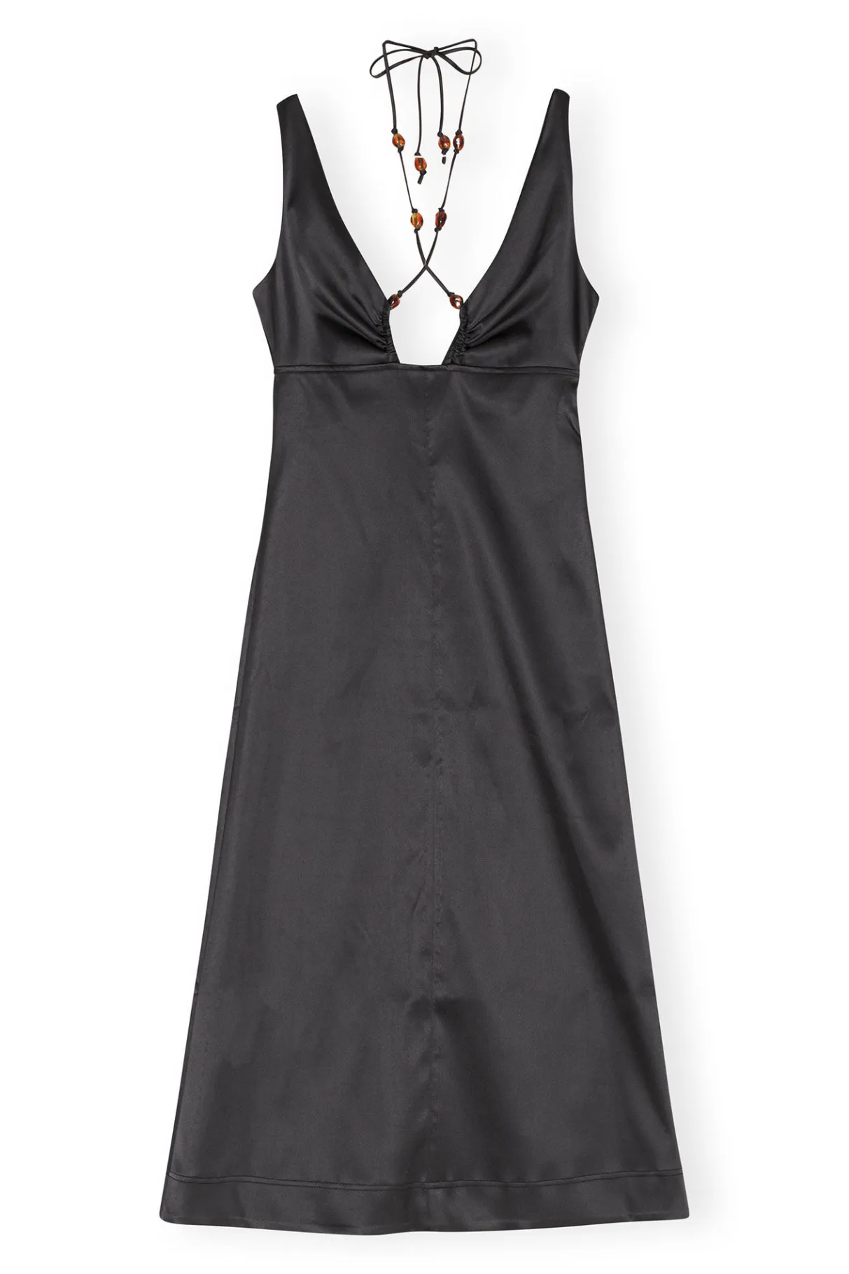 Outlet GANNI Double Satin Halter-Neck Dress Black