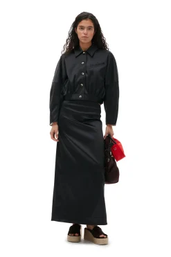 Discount GANNI Double Satin Maxi Skirt Black