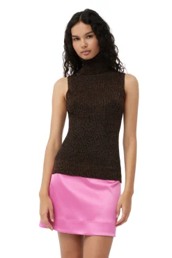 Discount GANNI Double Satin Mini Skirt Wild Orchid