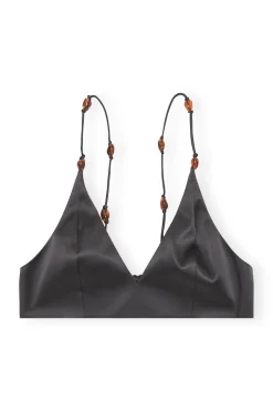Hot GANNI Double Satin Top Black